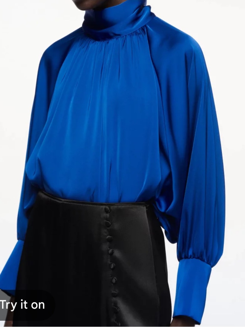 Zara Cobalt Blue Satin-Effect Blouse